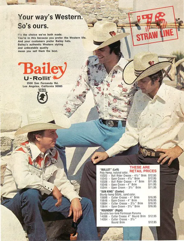 1976 Bailey Hats advert U-Rollit