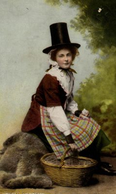 Hat themed postcard welsh lady