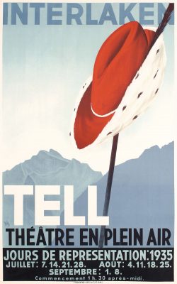 hat themed poster collecting swiss tourist board poster