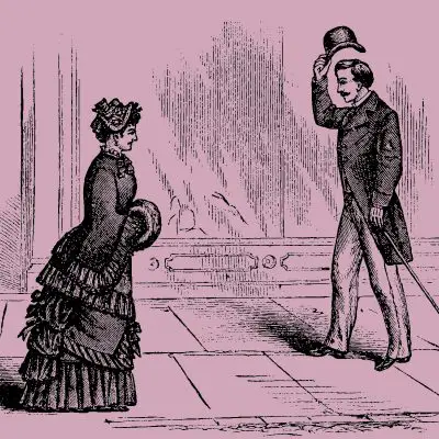 Victorian Gentleman doffing hat to Lady